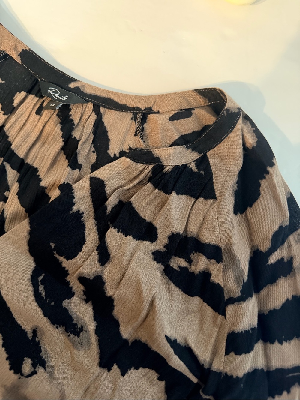 Rails Jasmine Mocha Bengal Mini Dress Size Medium Brown Black Long Sleeve